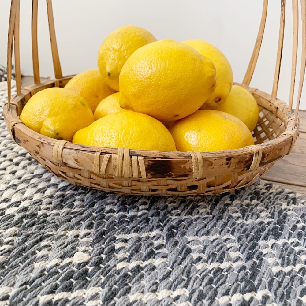 Vintage Farmhouse Woven Tobacco Basket With Handle